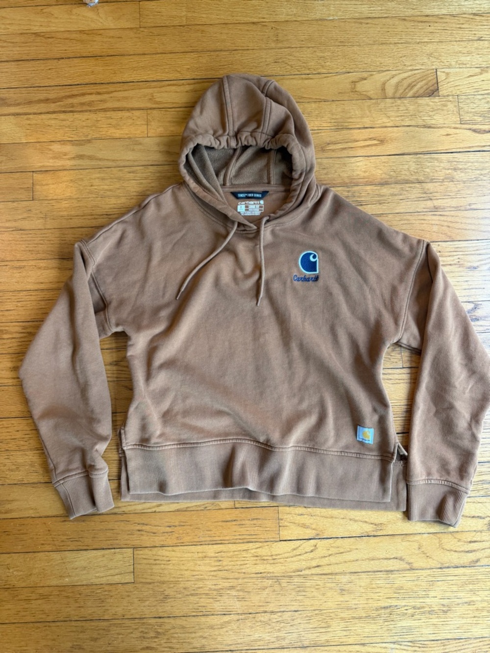 Carhartt Brown Hooded Sweatshirt with Blue Logo
